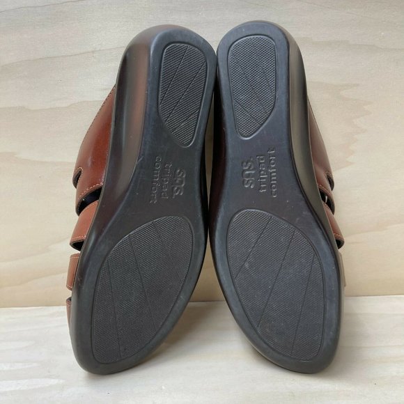 Sas Tripad Comfort Womens Leather Wedge Heel Buckle Brown Slide Sandals Sz 10 N - Picture 5 of 6